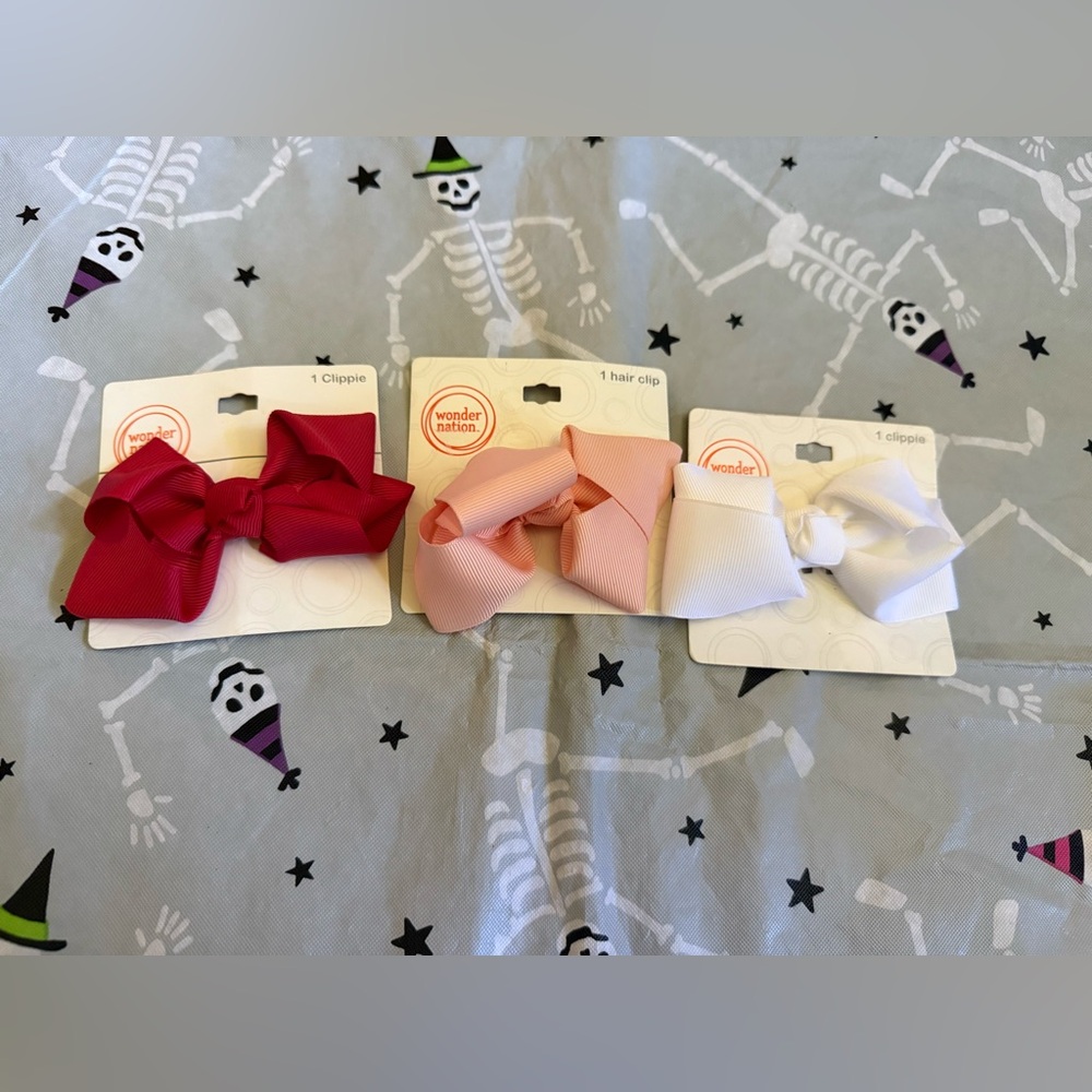 Wonder Nation Girl Bows Lot Red Pink White Clip Clippie New